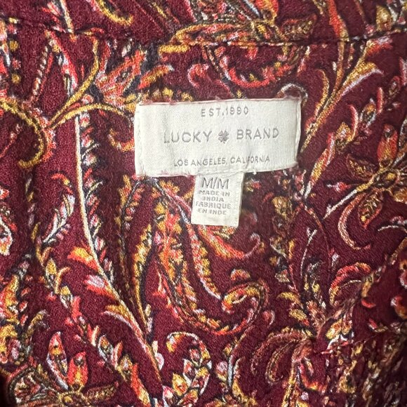 Lucky Brand Womens Floral Print Blouse Smocked Top Long Sleeve Casual Fall Tunic - Picture 5 of 9